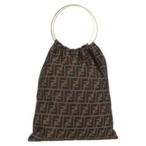 FENDI Zucca Canvas Hand Bag Brown Black